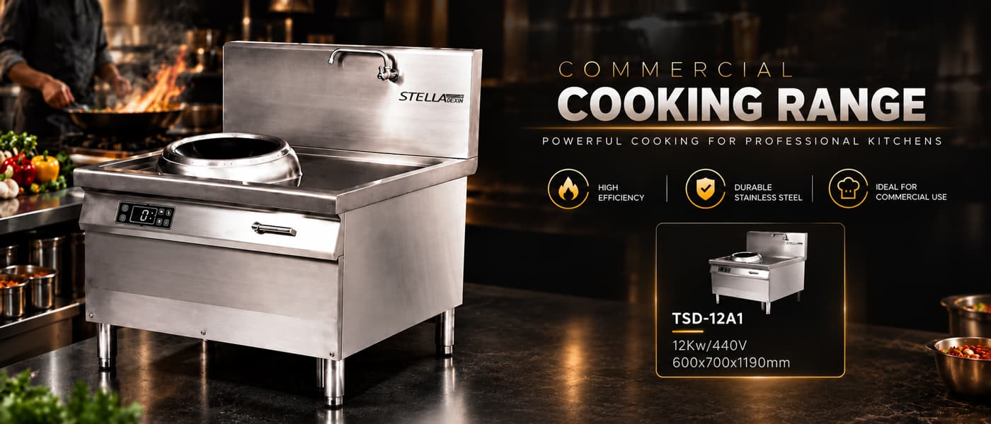 Commercial cooking range — powerful cooking for professional kitchens. StellaDexin TSD-12A1, 12kW/440V, 600x700x1190mm; high efficiency, durable stainless steel, ideal for commercial use